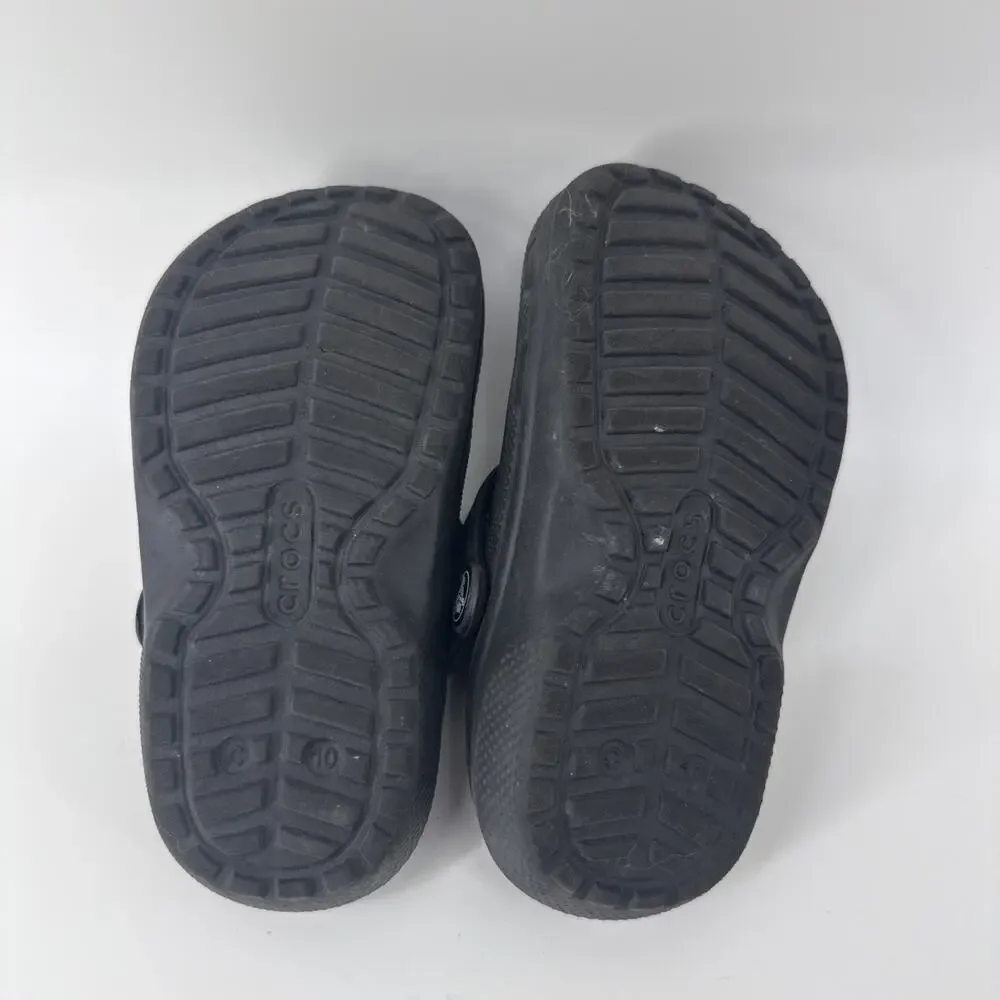 Crocs Black Lined Clogs Kids size 10 10c Fall Winter School GUC